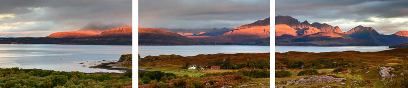 Isle of Skye, sunrise at Tokavaig 2995 Triptych