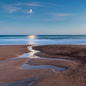 Pembrokeshire, Freshwater East Beach, moonrise 4296